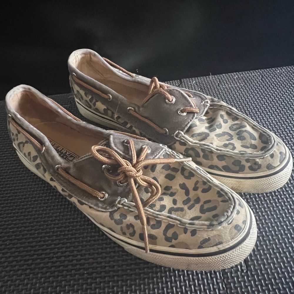 Sperry, cheetah print loafers
